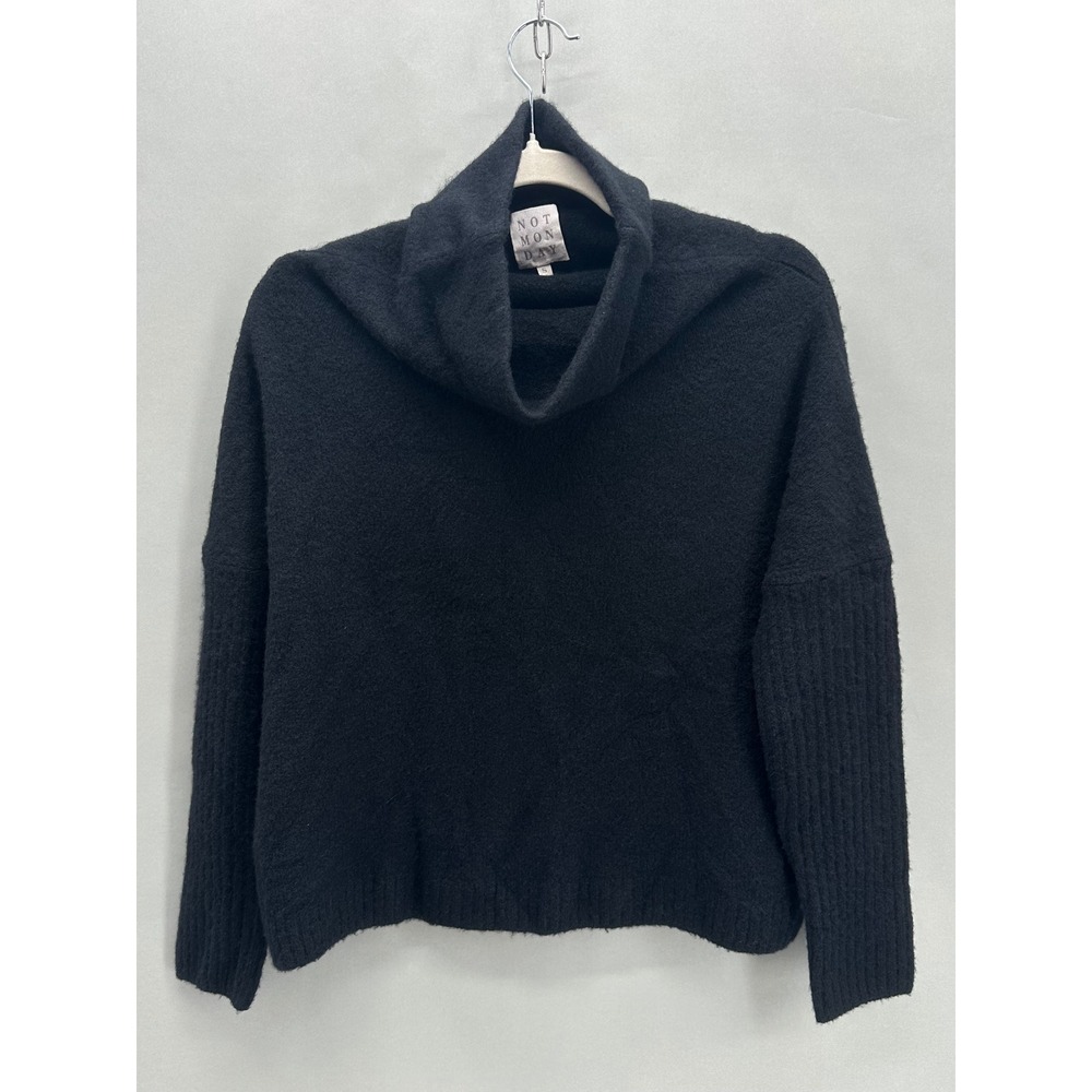 Not Monday Black Cashmere Sweater Cowl Neck Oversized‎ Size Small Quiet Luxury